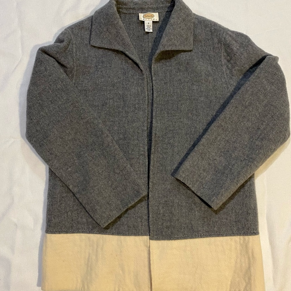 Talbots Petite 8 Open Neutral Jacket Cardigan Wool Angora Cashmere Coastal